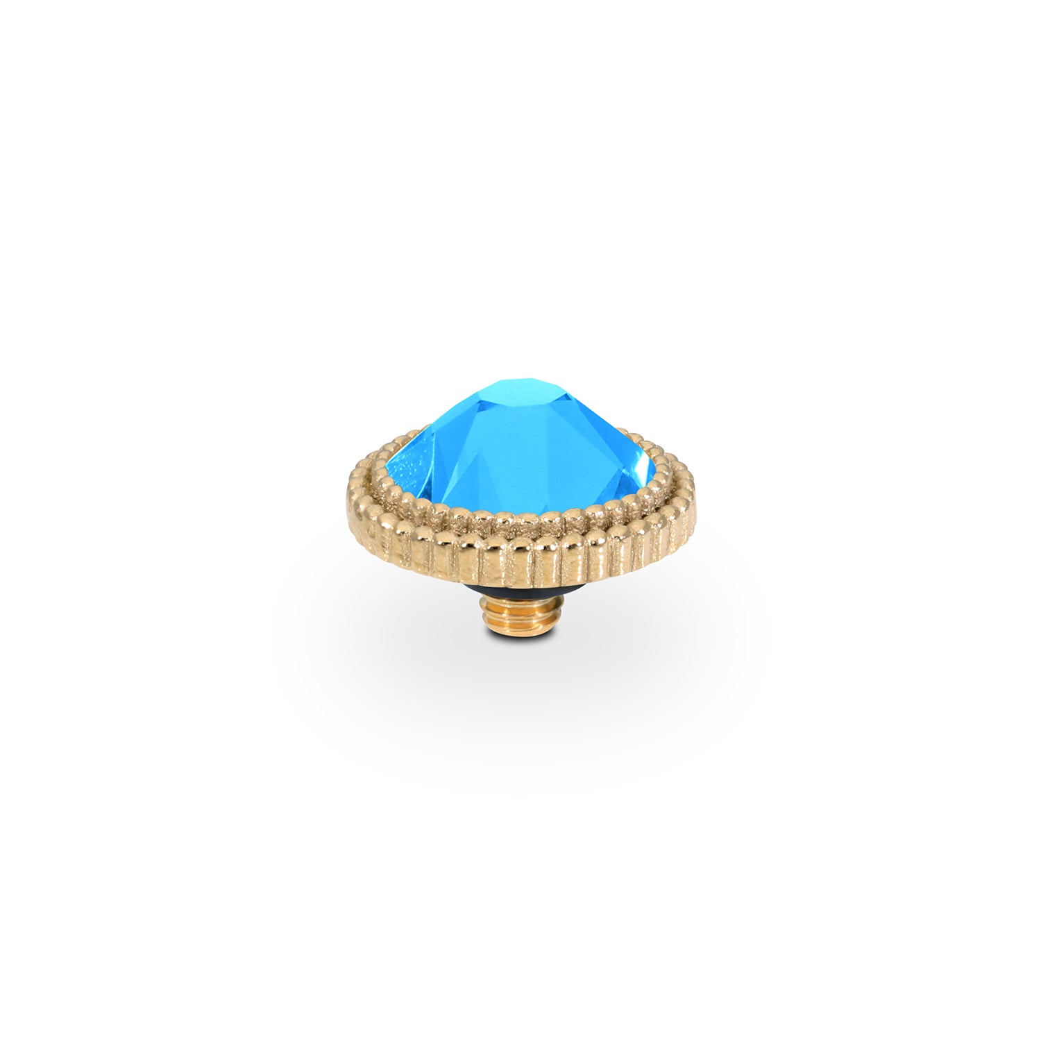Fabero Flat Top 10 mm - Gold Crystal Electric Blue Ignite