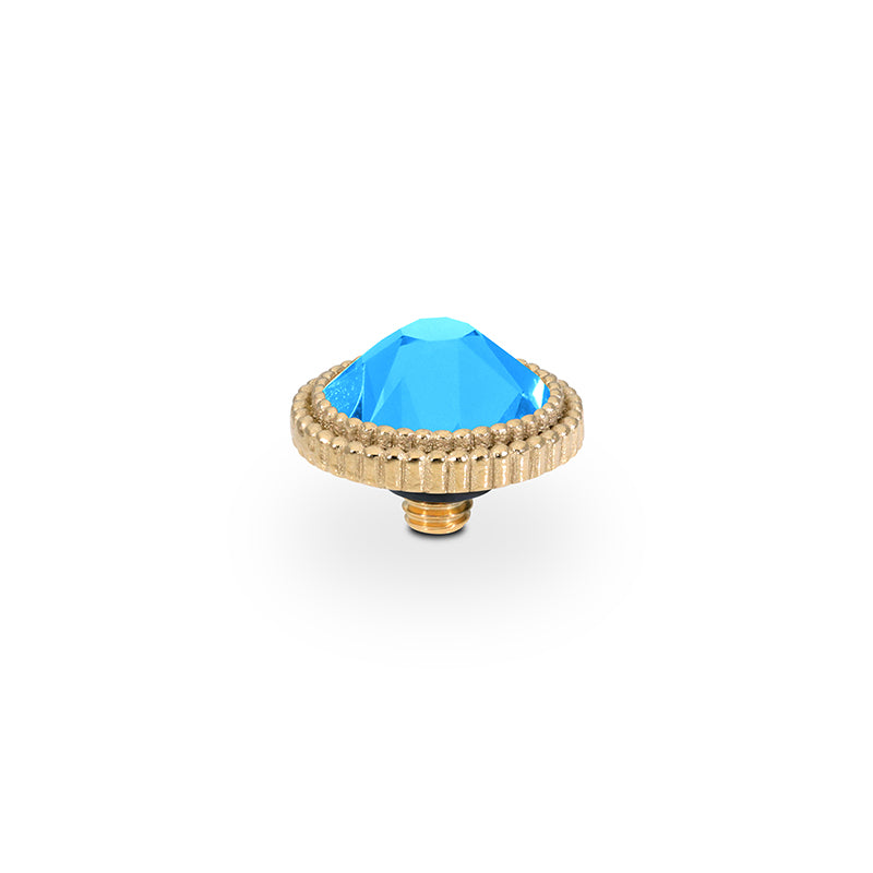 Fabero Flat Top 10 mm - Gold Crystal Electric Blue Ignite