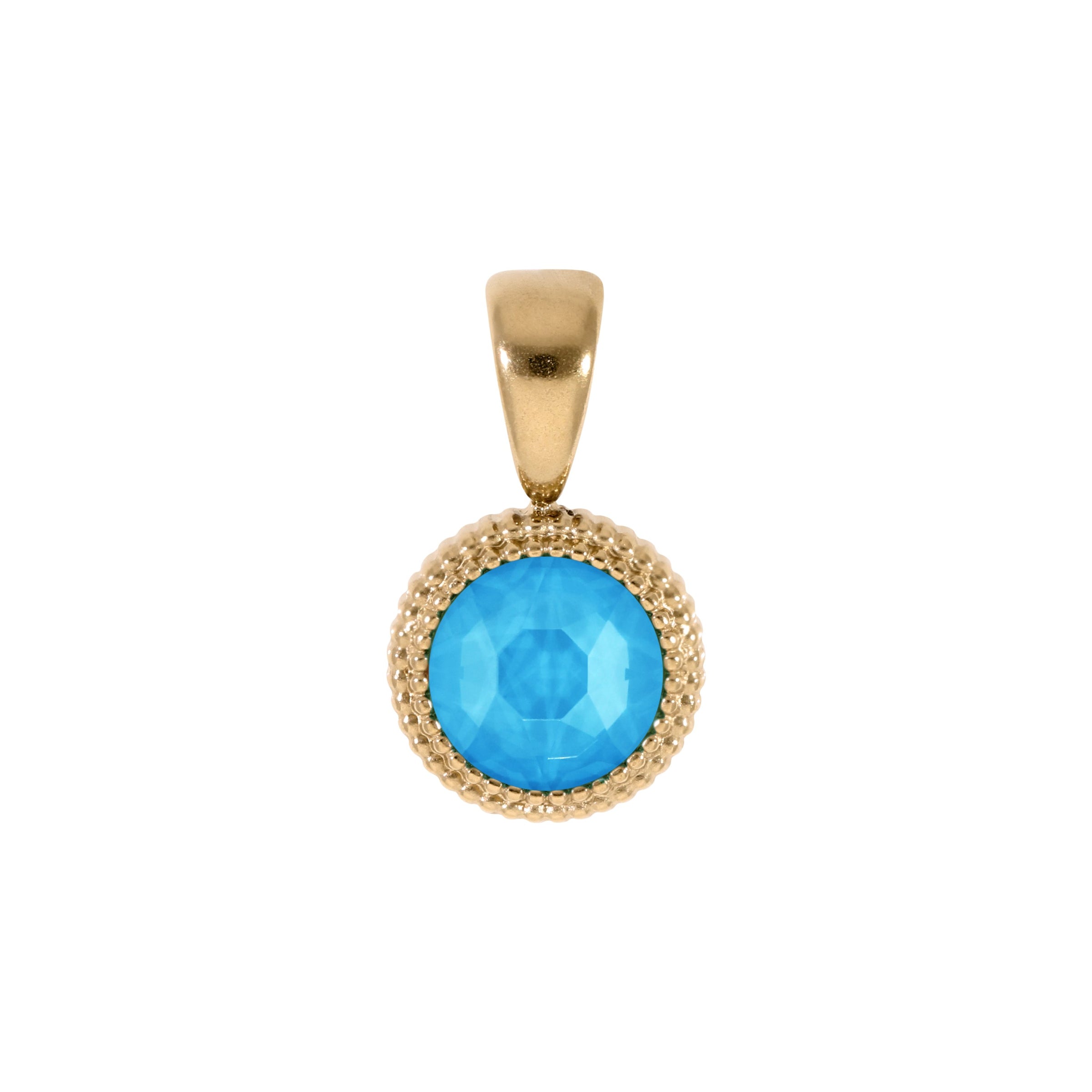 Fabero Flat Anhänger 10 mm - Gold Crystal Electric Blue Ignite