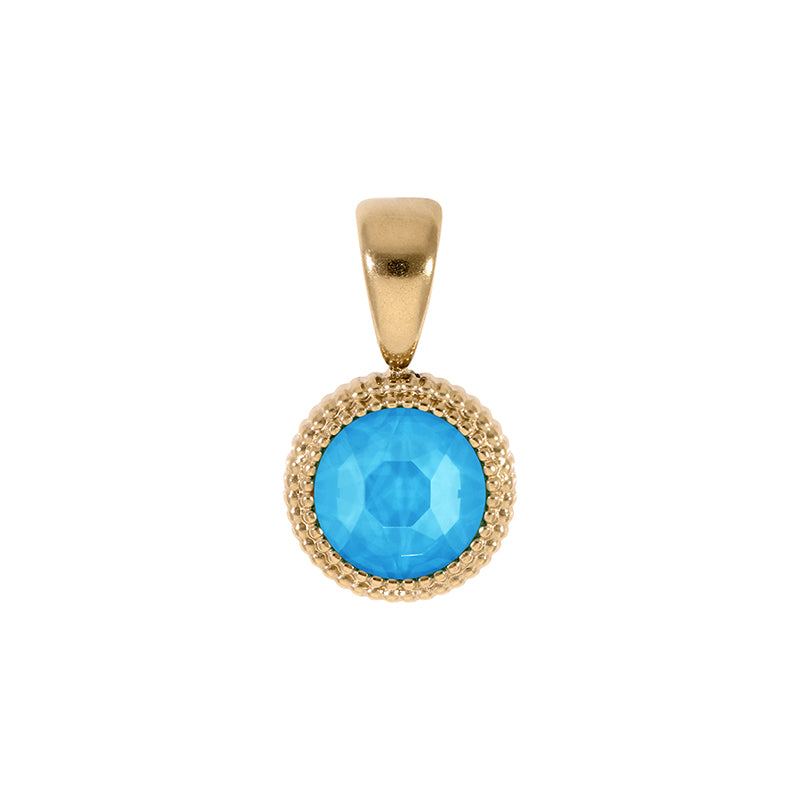 Fabero Flat Anhänger 10 mm - Gold Crystal Electric Blue Ignite