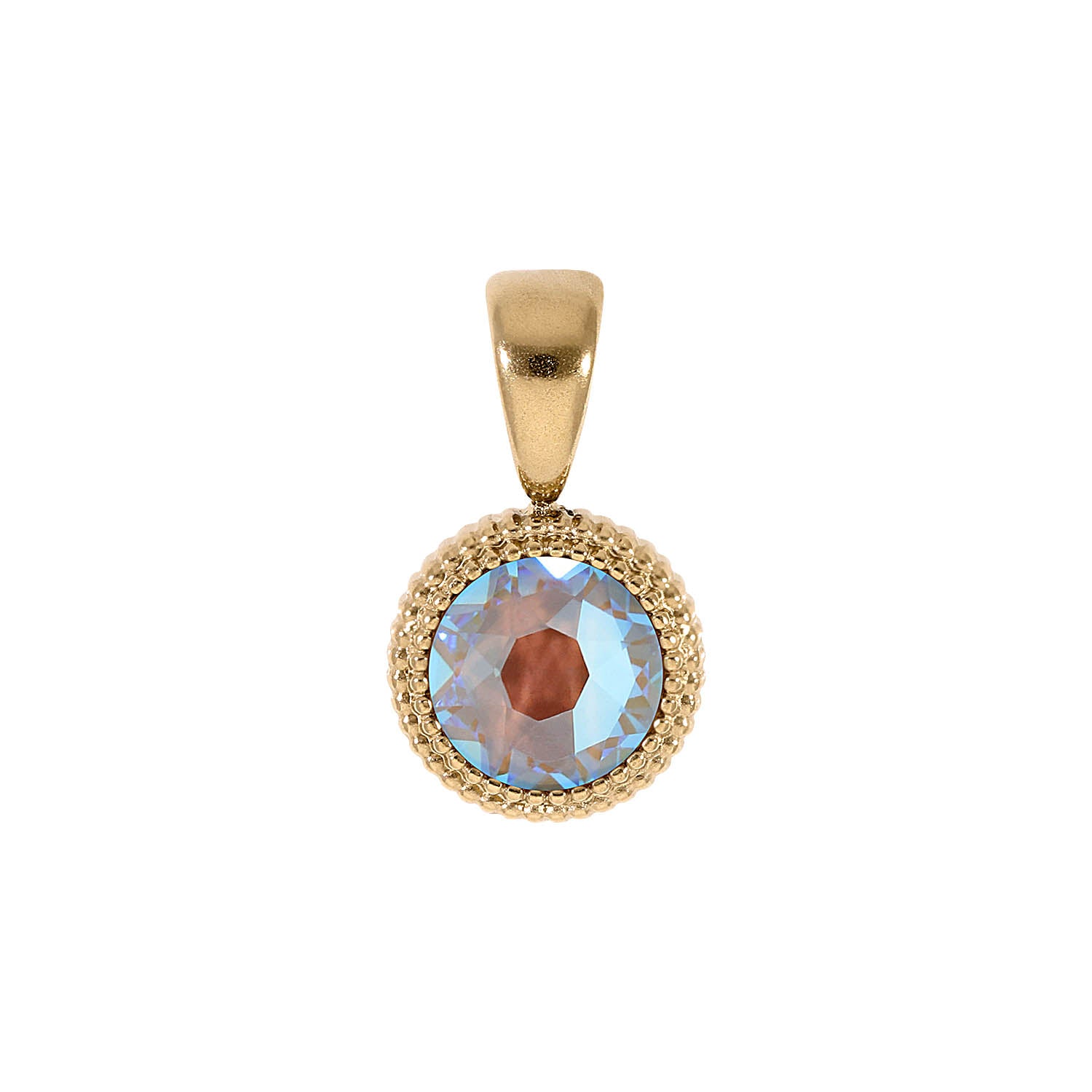 Fabero Flat Anhänger 10 mm - Gold Crystal Serene Gray Delite