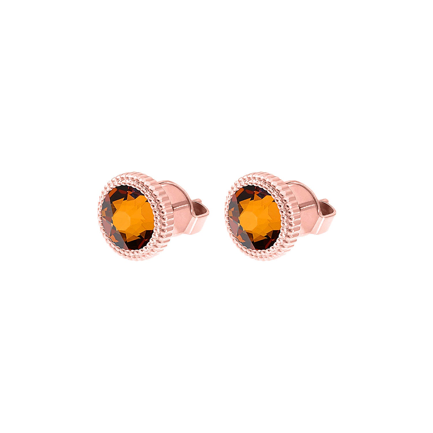 Fabero Flat Ohrstecker 10 mm - Roségold light amber