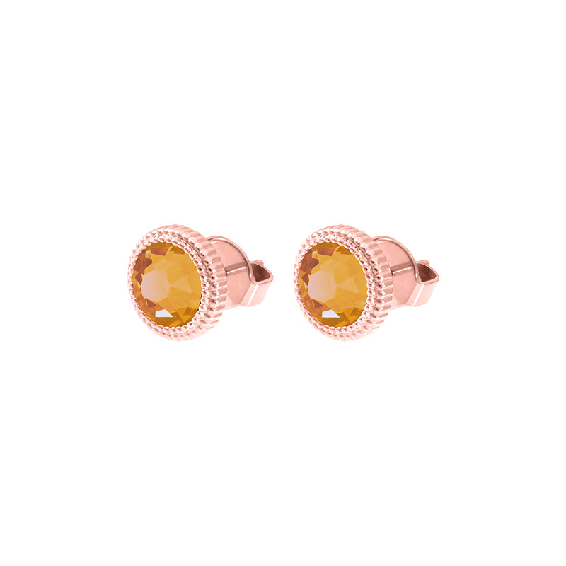 Fabero Flat Ohrstecker 10 mm - Roségold Crystal Mango Ignite