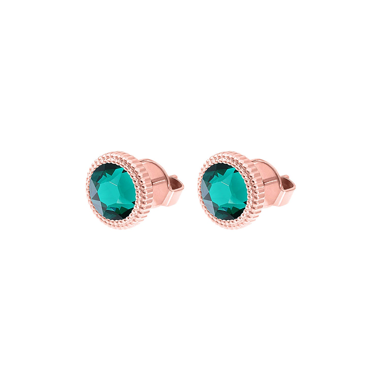 Fabero Flat Ohrstecker 10 mm - Roségold emerald