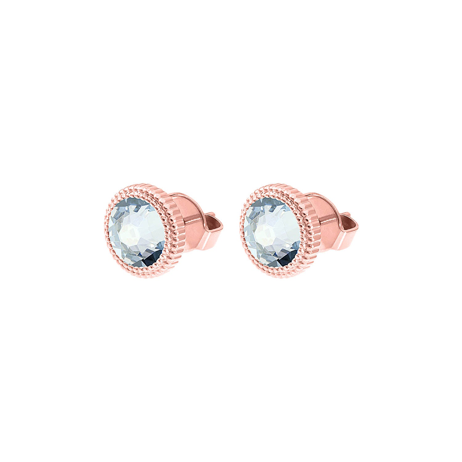 Fabero Flat Ohrstecker 10 mm - Roségold blue shade