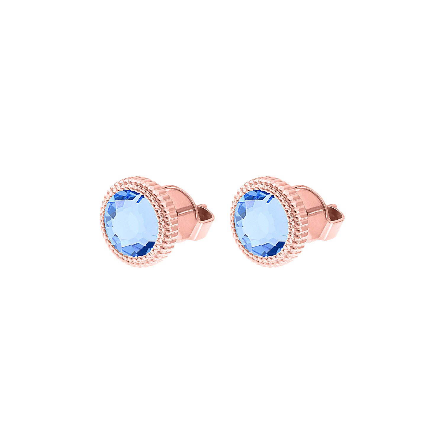 Fabero Flat Ohrstecker 10 mm - Roségold light sapphire