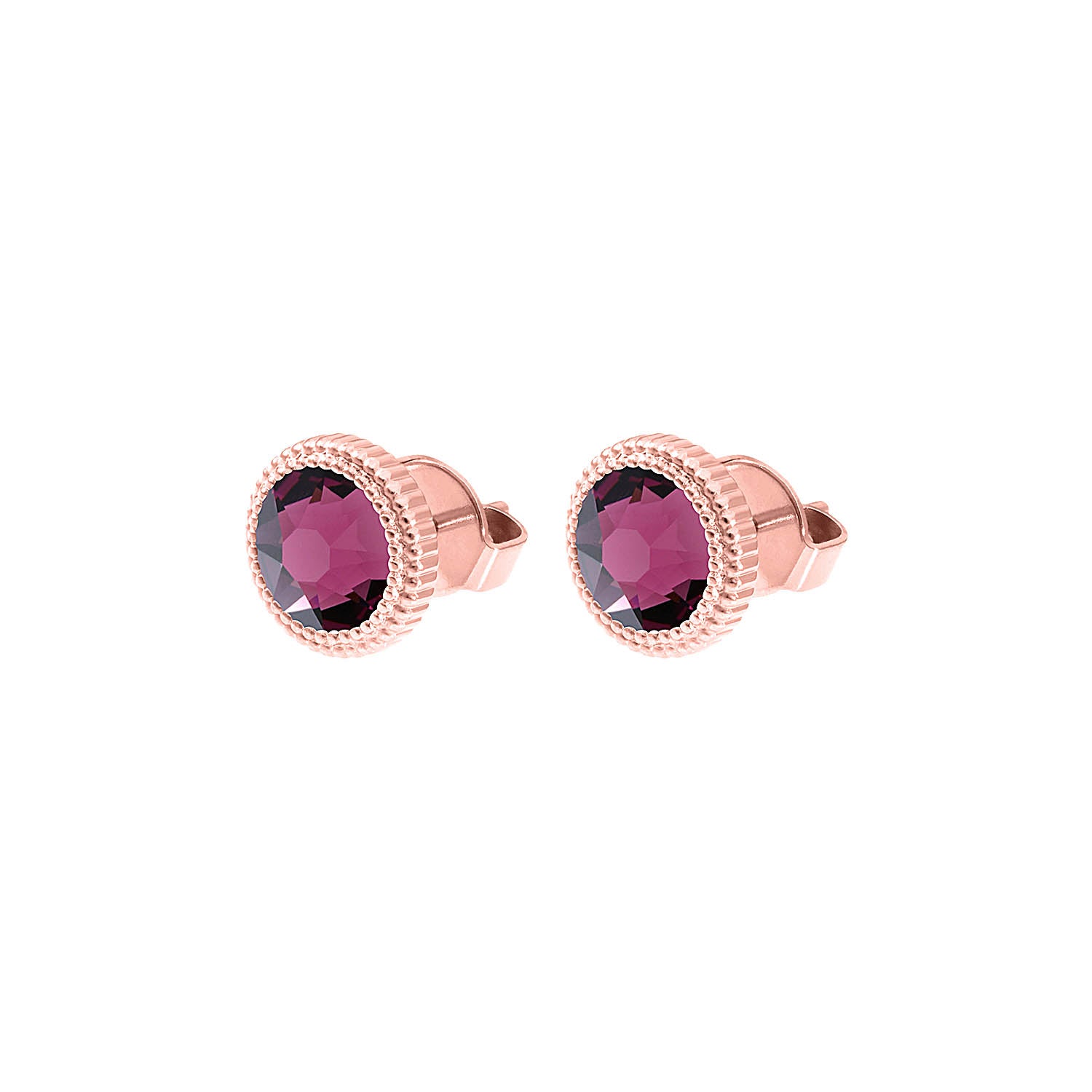 Fabero Flat Ohrstecker 10 mm - Roségold amethyst