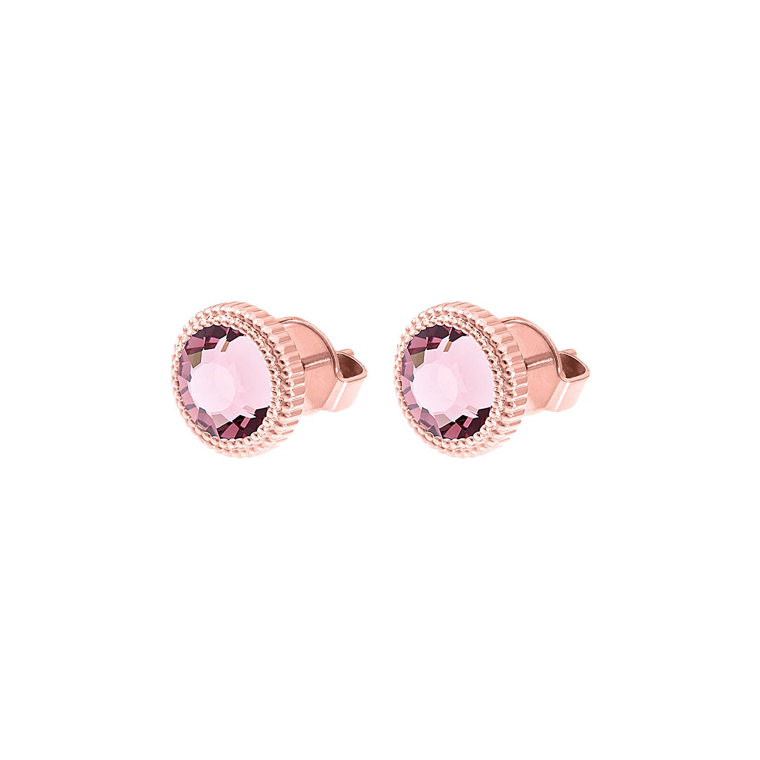 Fabero Flat Ohrstecker 10 mm - Roségold light amethyst