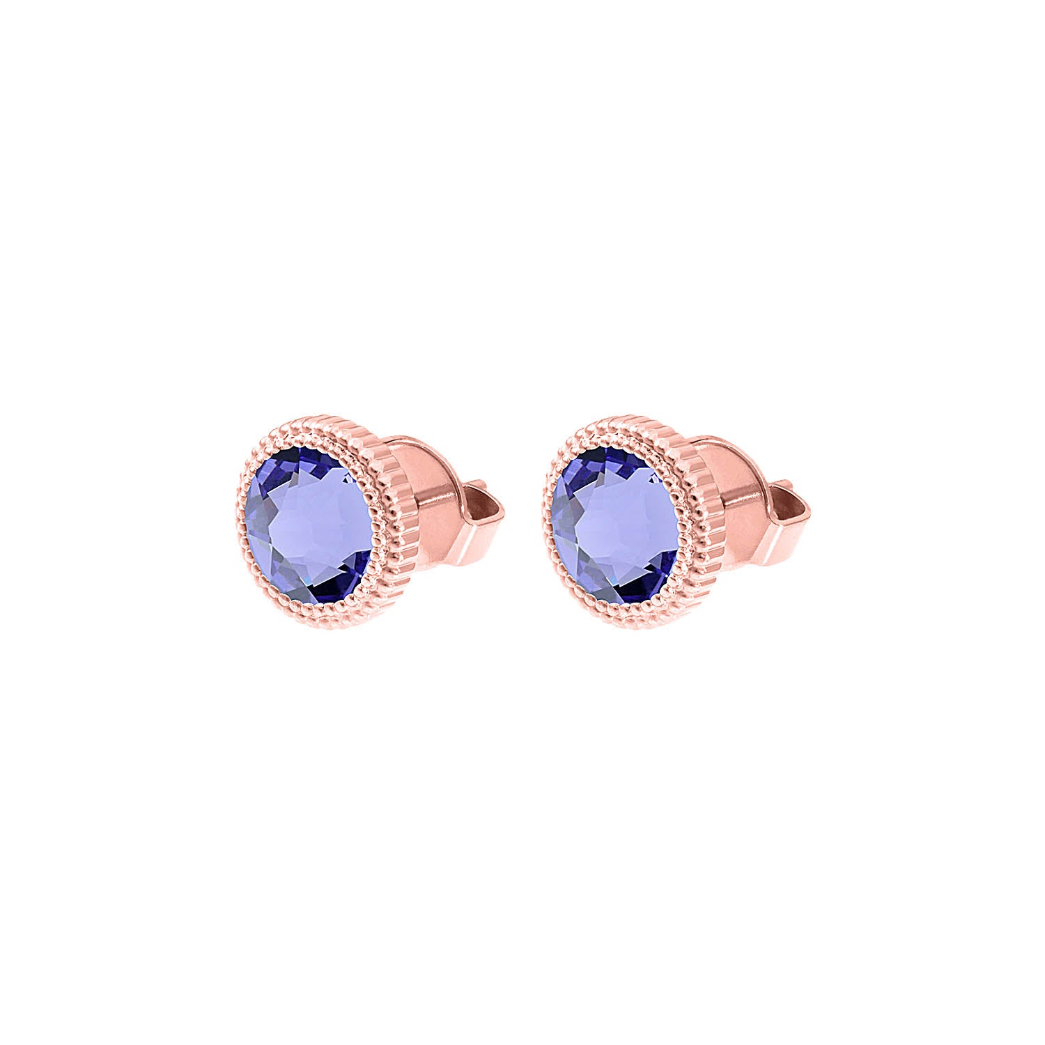 Fabero Flat Ohrstecker 10 mm - Roségold tanzanite