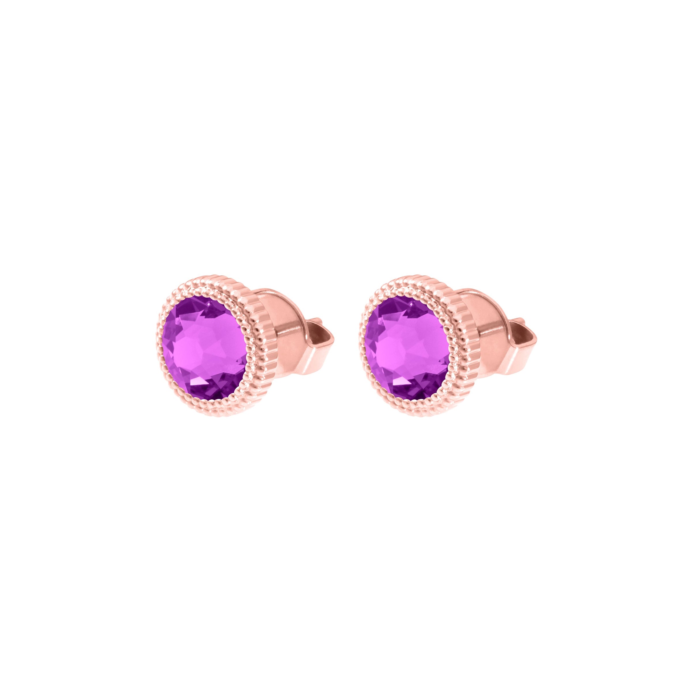Fabero Flat Ohrstecker 10 mm - Roségold Crystal Electric Violet Ignite