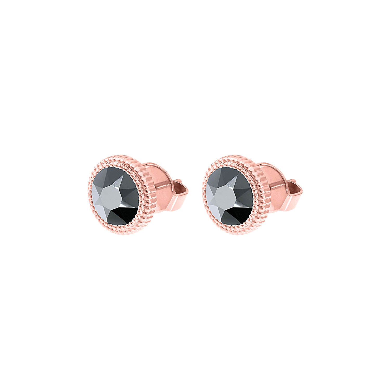 Fabero Flat Ohrstecker 10 mm - Roségold jet hematite