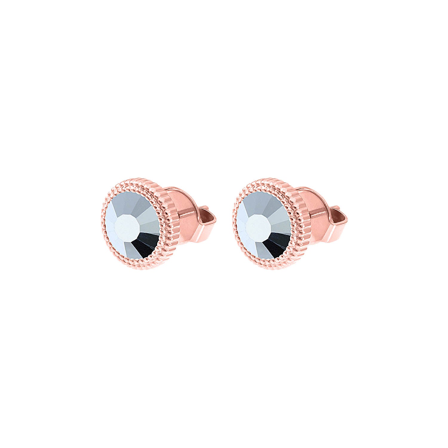 Fabero Flat Ohrstecker 10 mm - Roségold crystal labrador