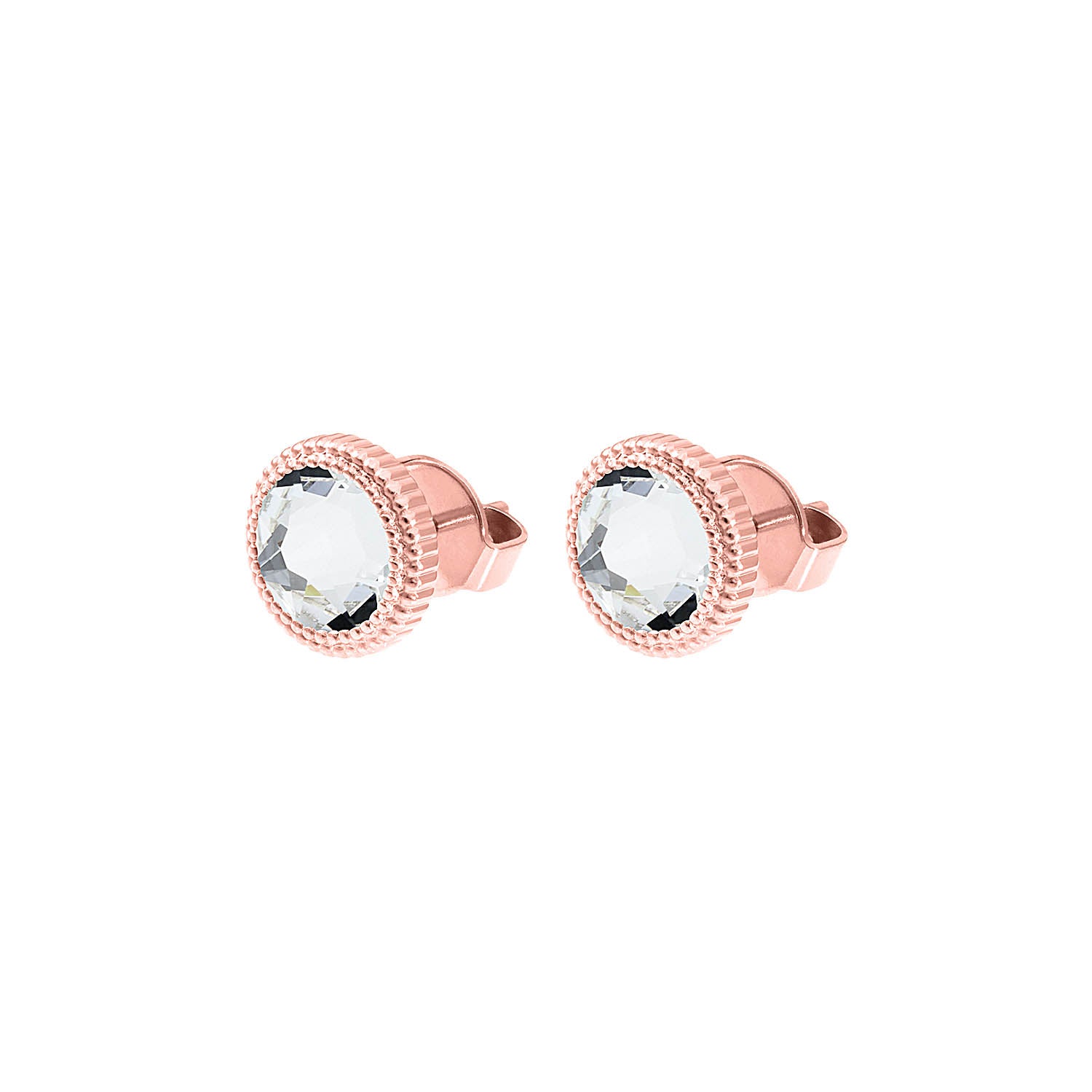 Fabero Flat Ohrstecker 10 mm - Roségold crystal