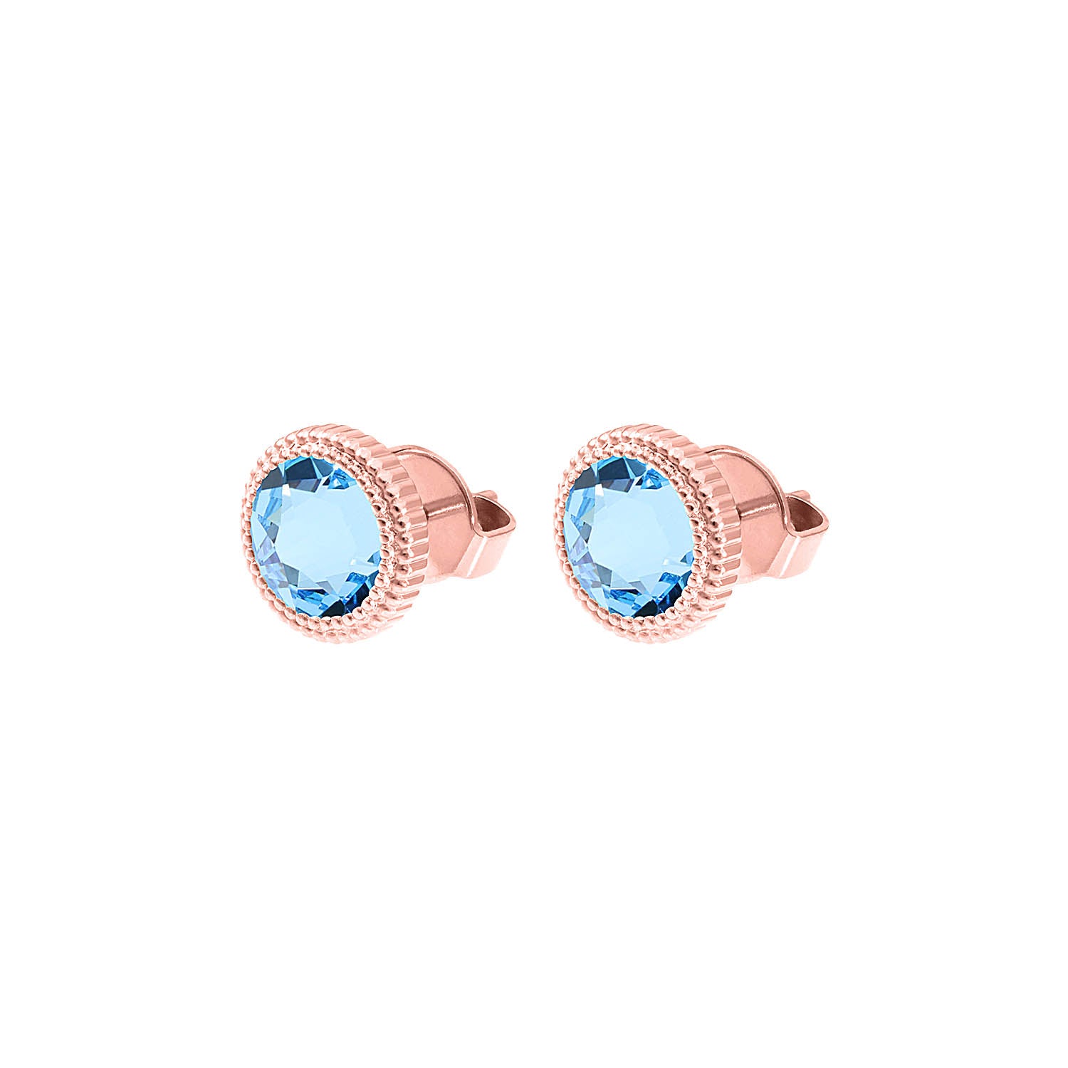 Fabero Flat Ohrstecker 10 mm - Roségold aquamarine