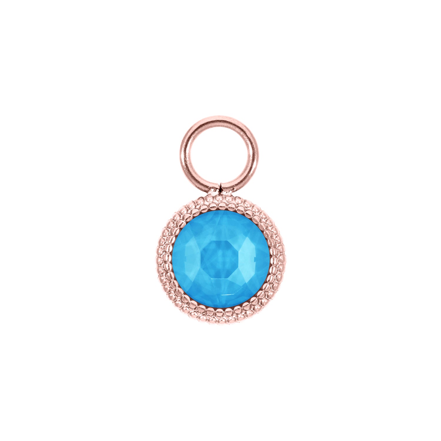 Fabero Flat Charm 10 mm - Roségold Crystal Electric Blue Ignite