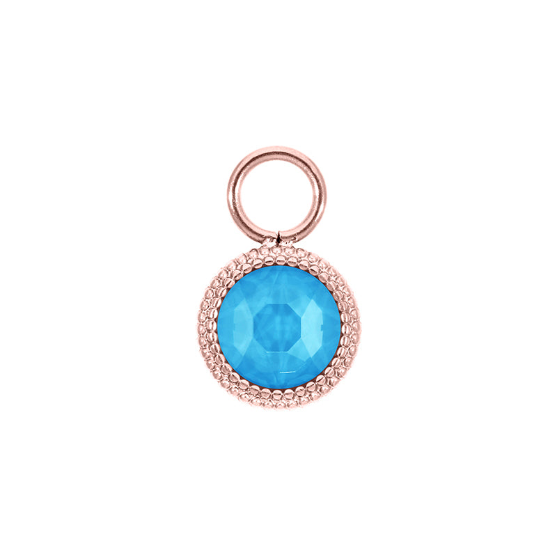 Fabero Flat Charm 10 mm - Roségold Crystal Electric Blue Ignite