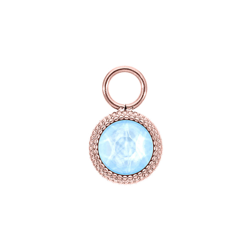 Fabero Flat Charm 10 mm - Roségold crystal sky ignite
