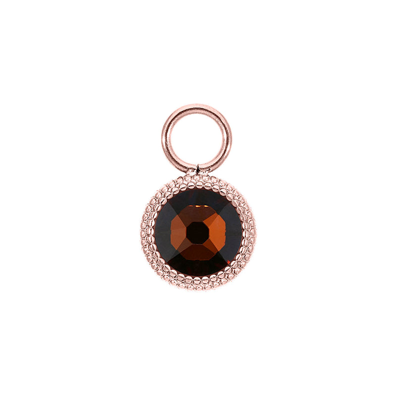 Fabero Flat Charm 10 mm - Roségold smoked amber