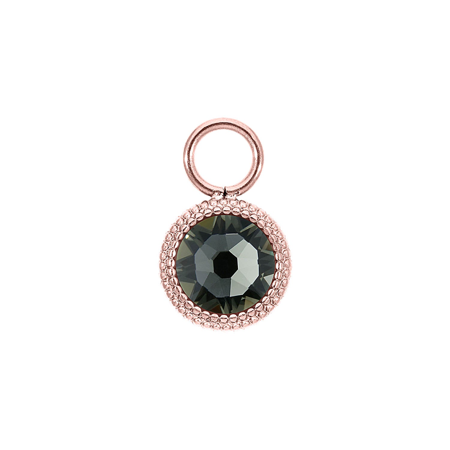 Fabero Flat Charm 10 mm - Roségold black diamond