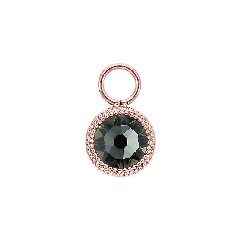 Fabero Flat Charm 10 mm - Roségold black diamond