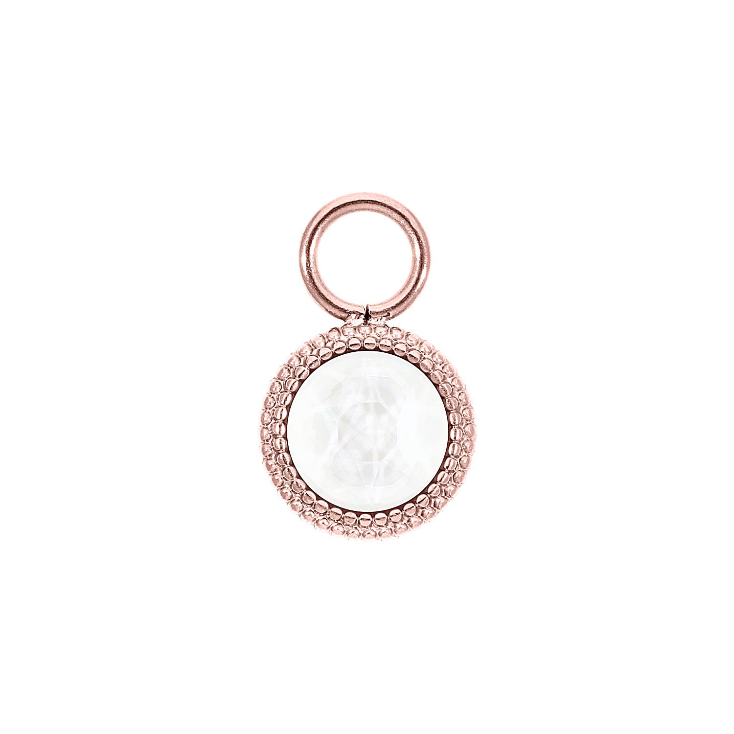 Fabero Flat Charm 10 mm - Roségold crystal electric white ignite