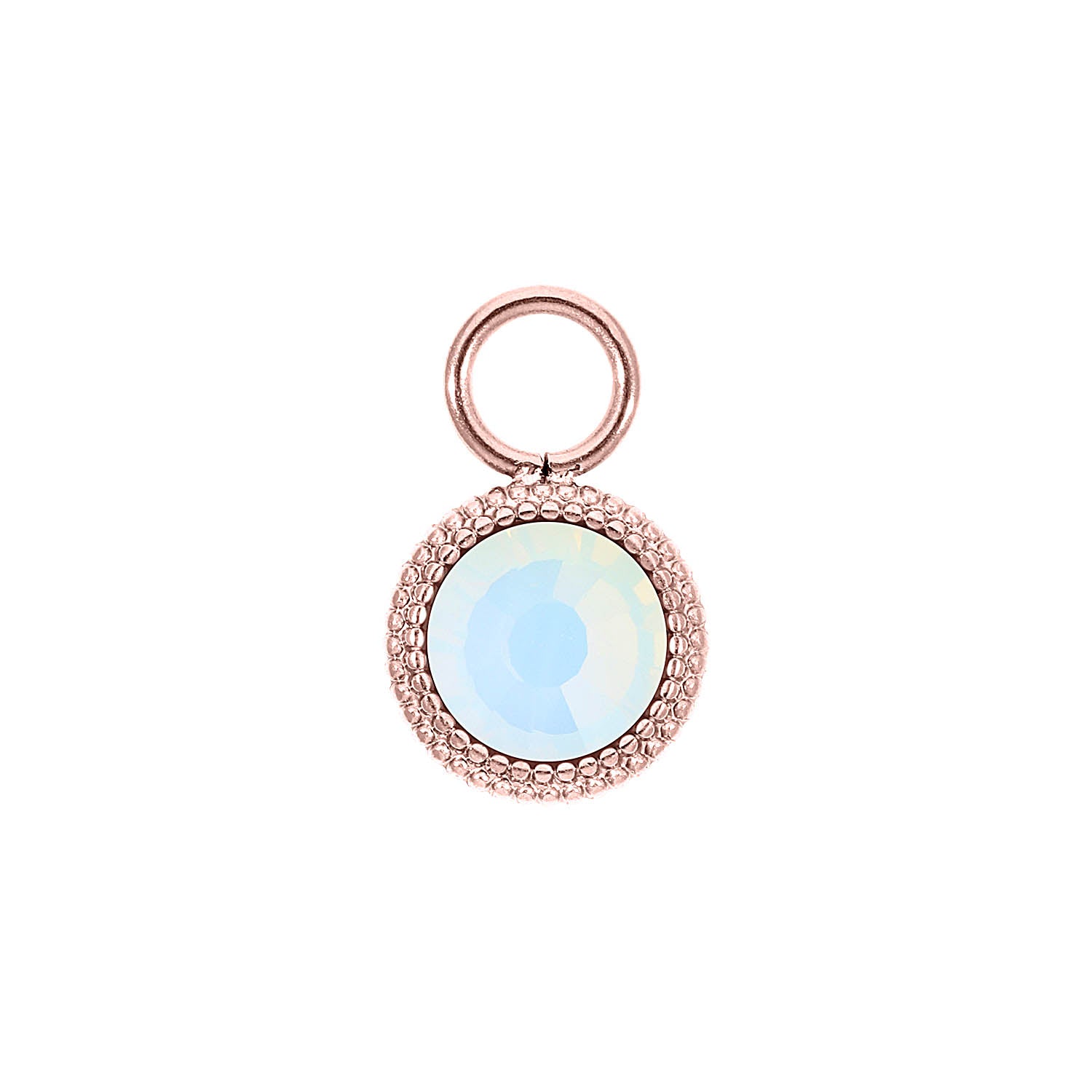 Fabero Flat Charm 10 mm - Roségold white opal