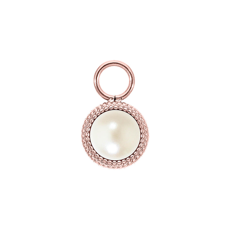 Fabero Flat Charm 10 mm - Roségold cream pearl