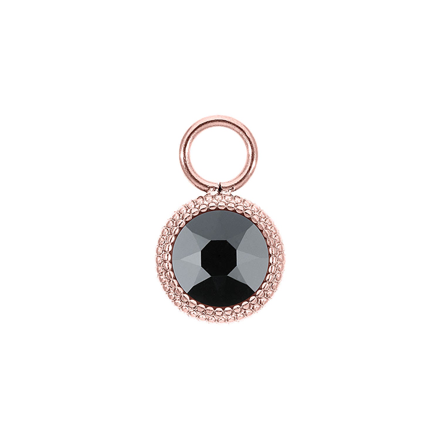 Fabero Flat Charm 10 mm - Roségold jet hematite