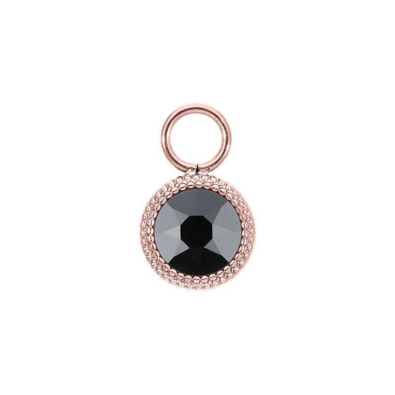 Fabero Flat Charm 10 mm - Roségold jet hematite