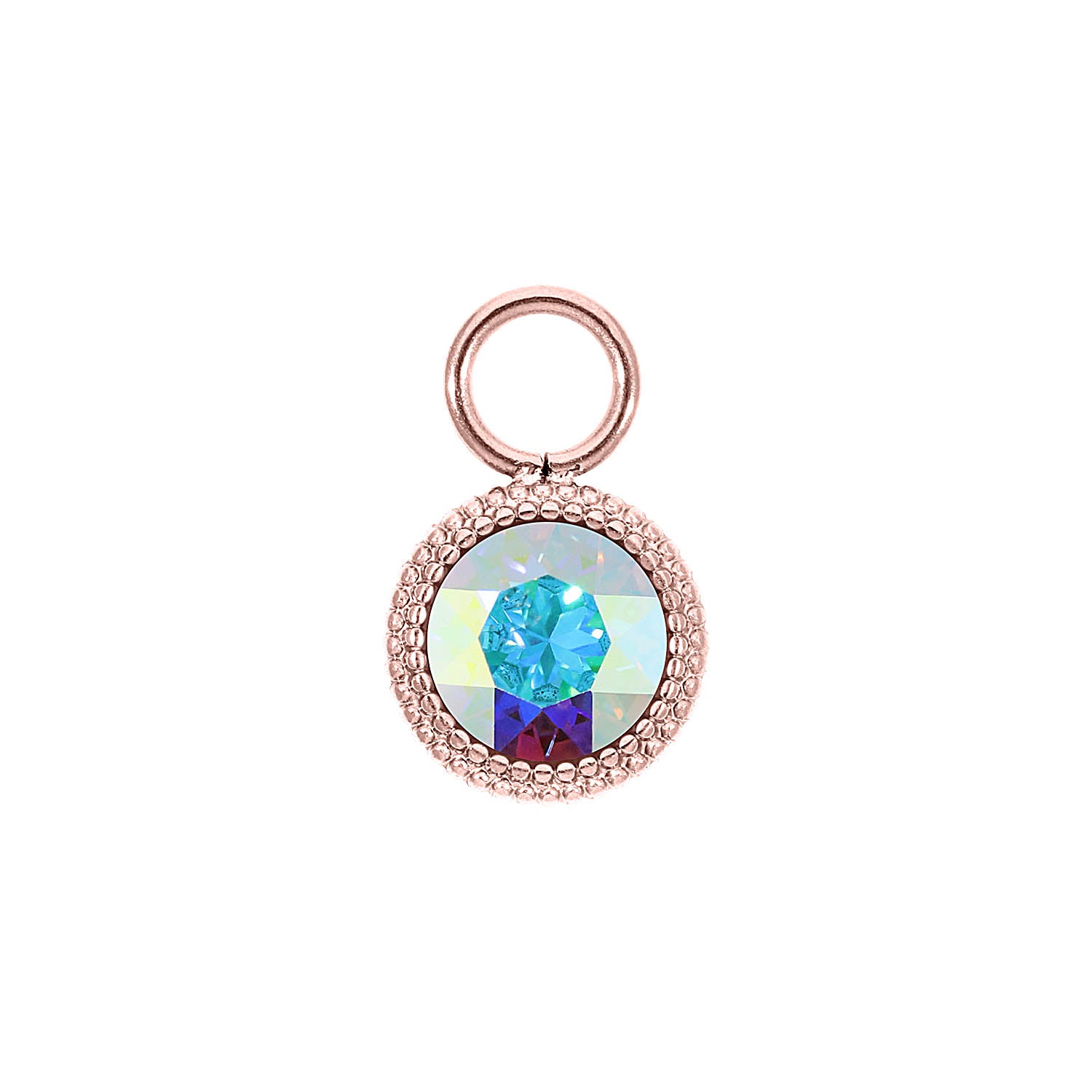 Fabero Flat Charm 10 mm - Roségold crystal aurora boreale