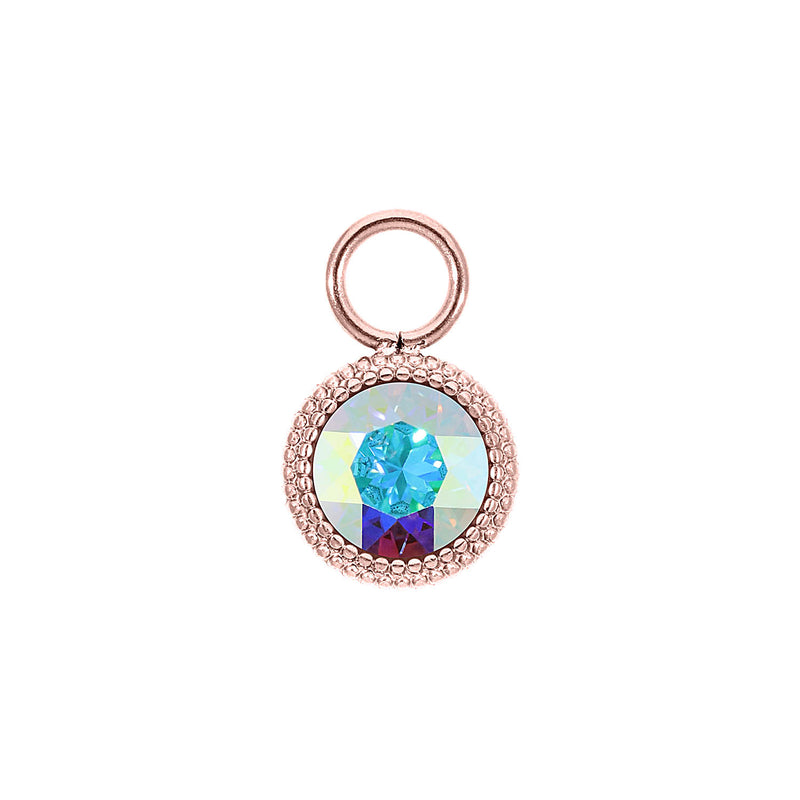 Fabero Flat Charm 10 mm - Roségold crystal aurora boreale