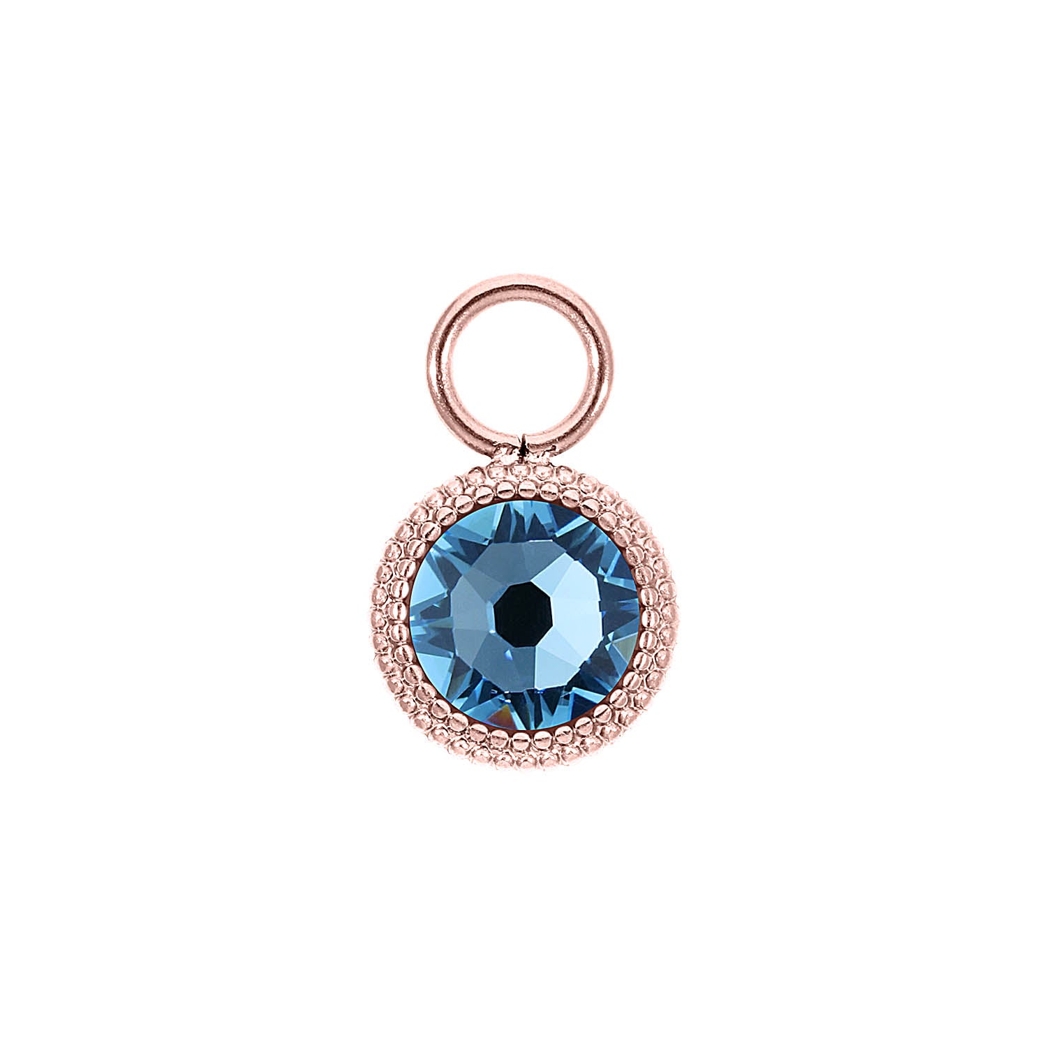 Fabero Flat Charm 10 mm - Roségold aquamarine