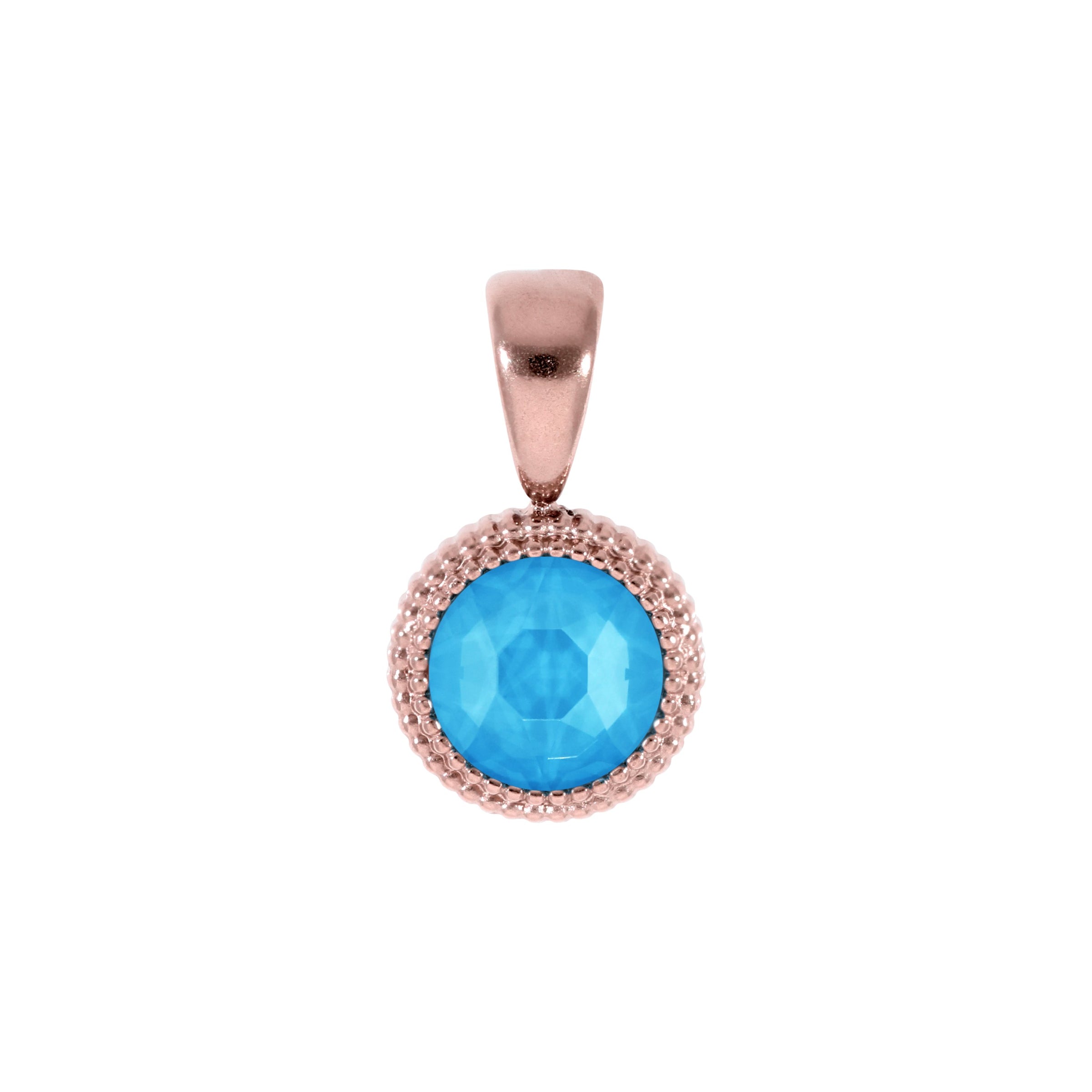 Fabero Flat Anhänger 10 mm - Roségold Crystal Electric Blue Ignite