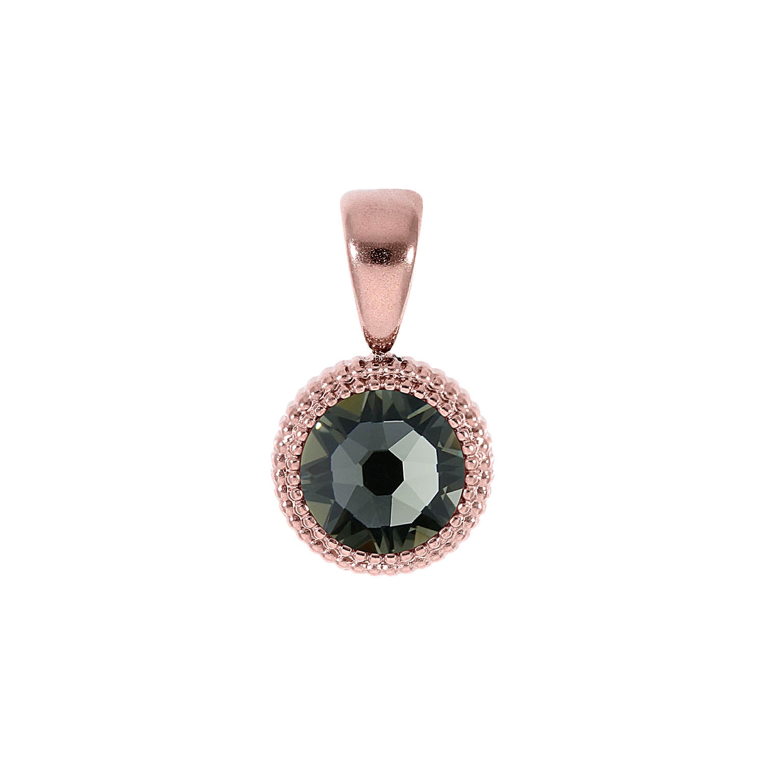 Fabero Flat Anhänger 10 mm - Roségold black diamond
