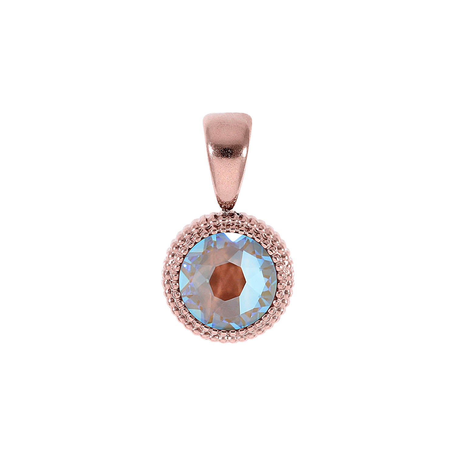 Fabero Flat Anhänger 10 mm - Roségold Crystal Serene Gray Delite
