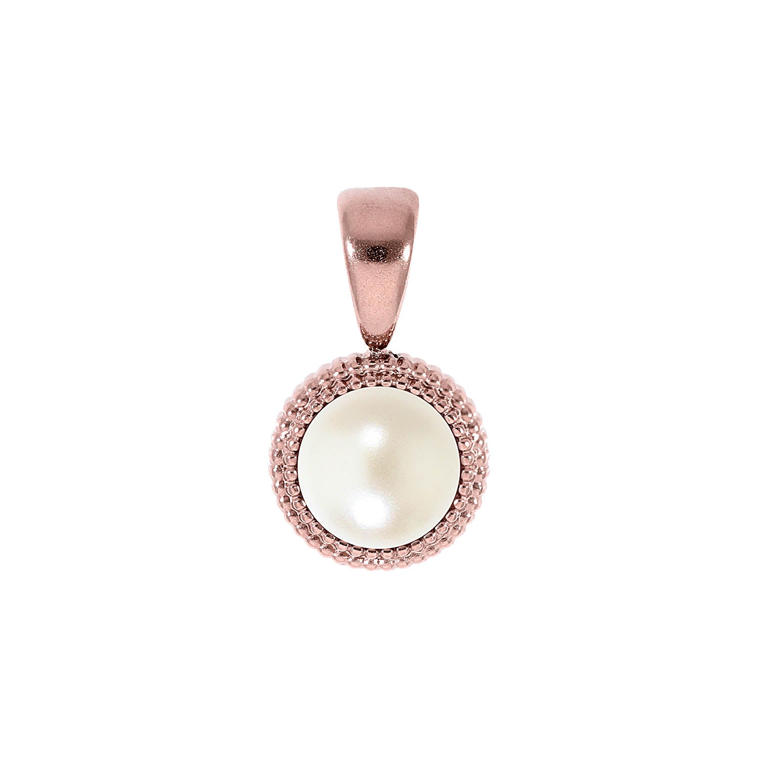 Fabero Flat Anhänger 10 mm - Roségold cream pearl