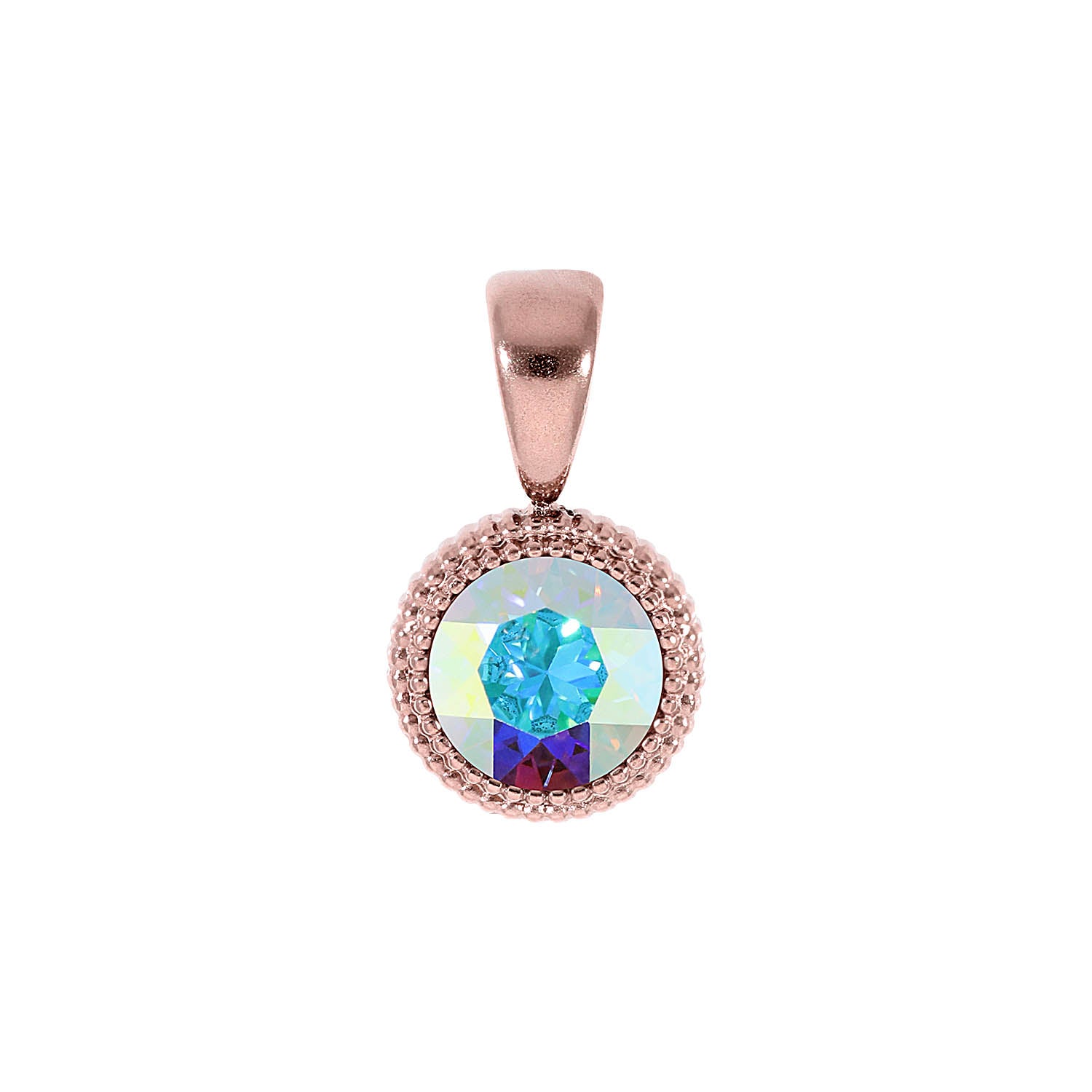 Fabero Flat Anhänger 10 mm - Roségold crystal aurora boreale