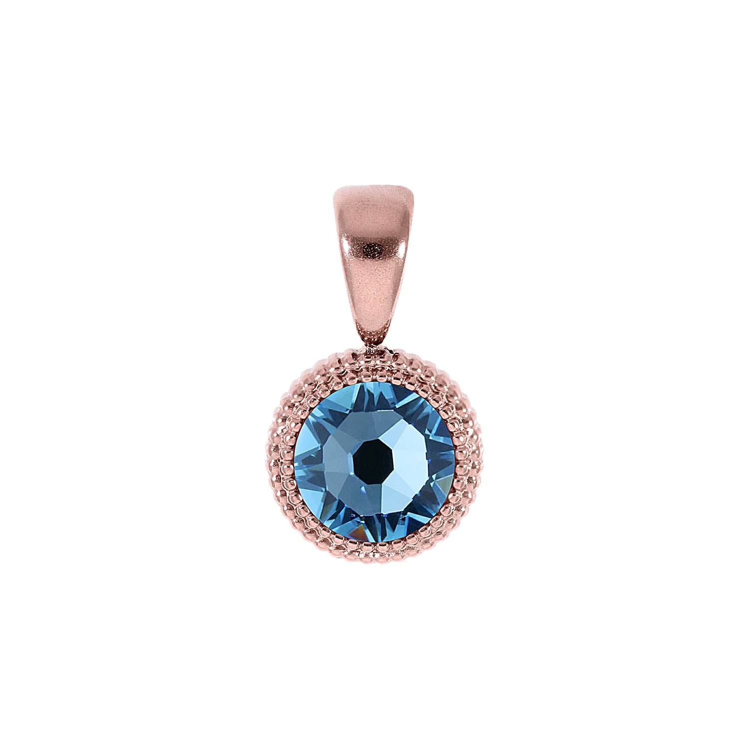 Fabero Flat Anhänger 10 mm - Roségold aquamarine