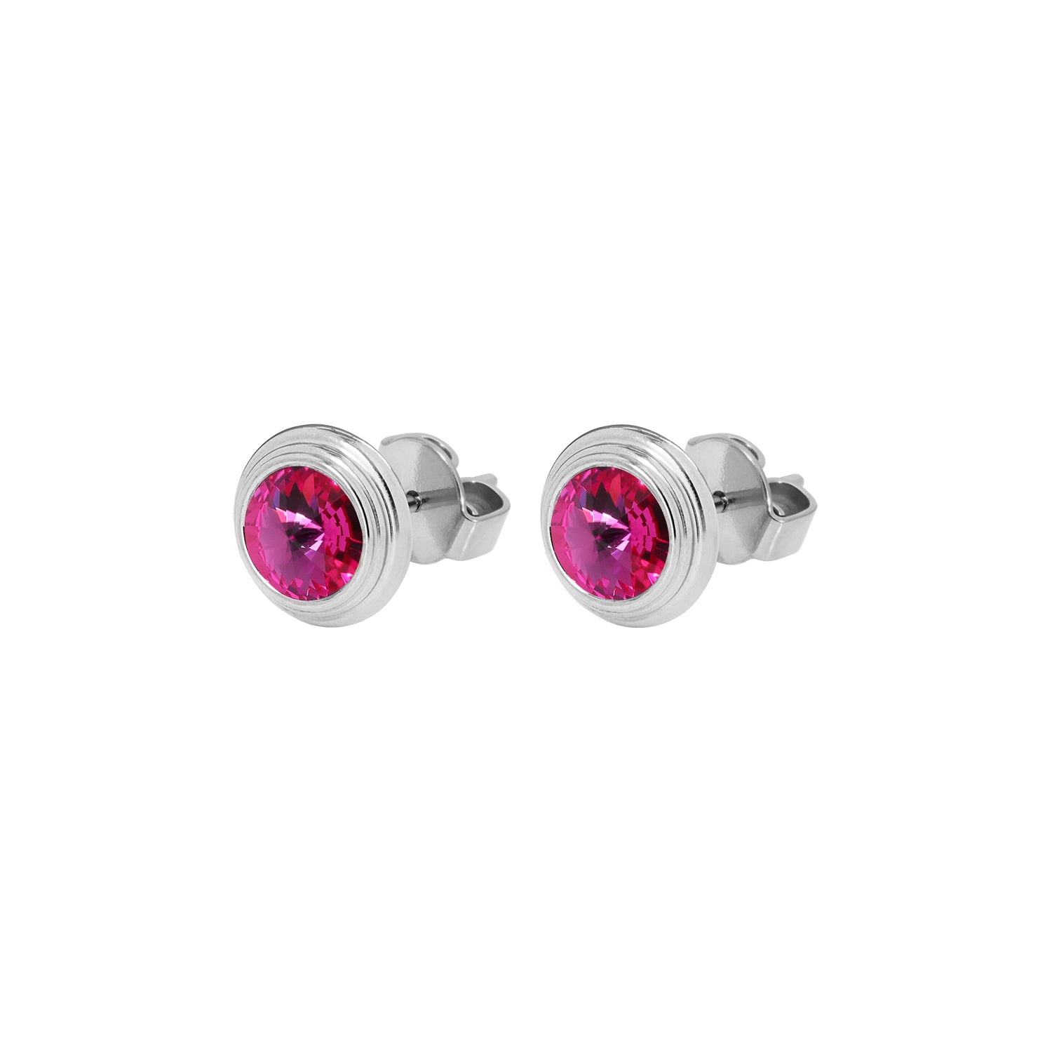 Oroli Ohrstecker 10 mm - Silber fuchsia