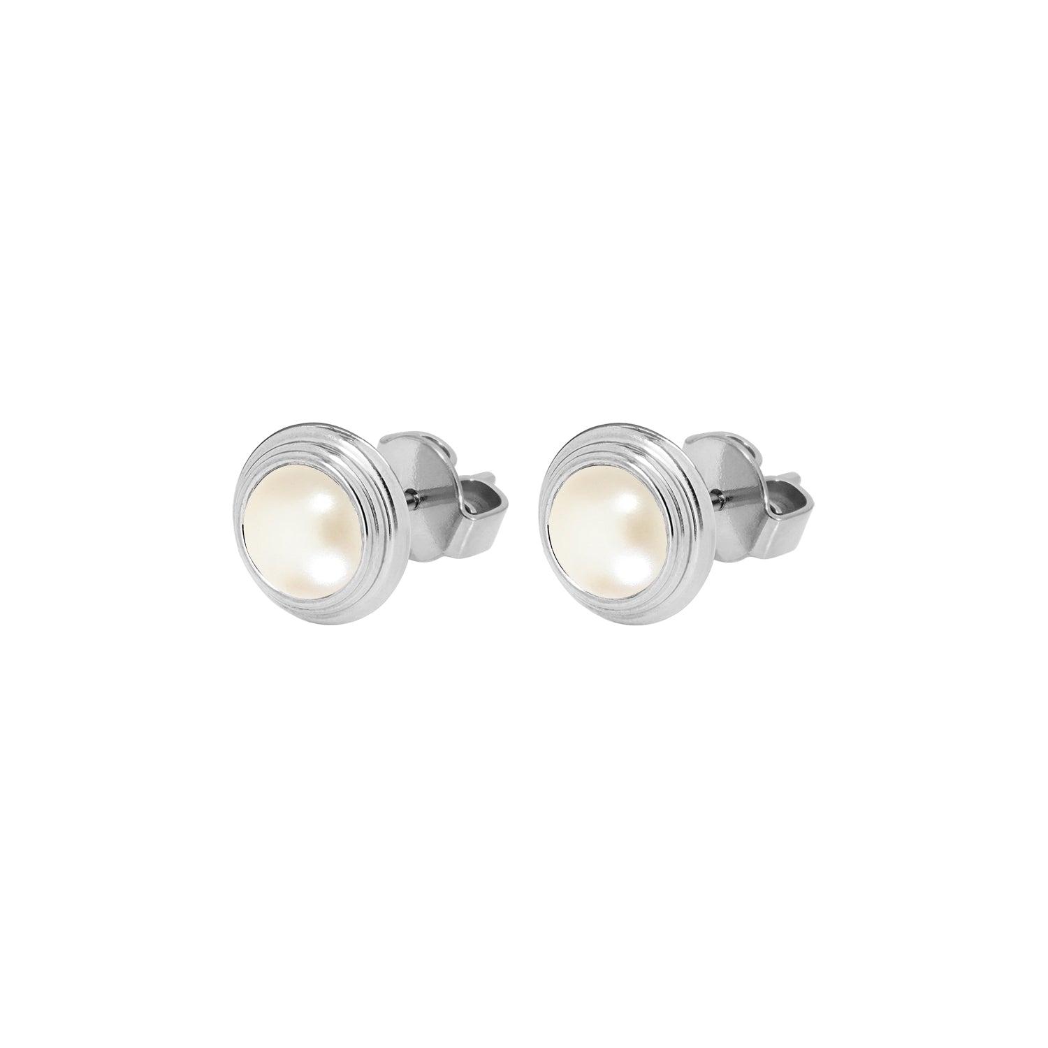 Oroli Ohrstecker 10 mm - Silber cream pearl