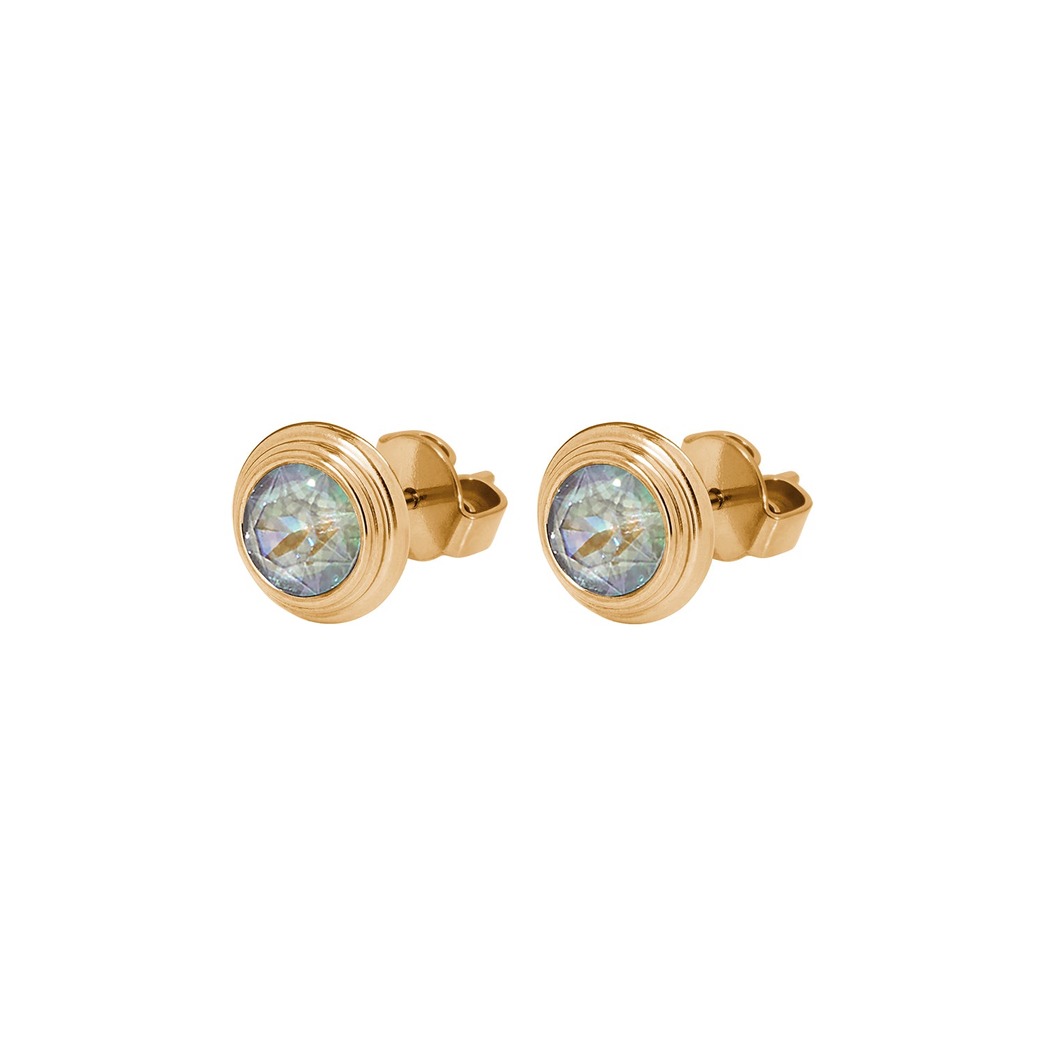Oroli Ohrstecker 10 mm - Gold Crystal Serene Gray Delite