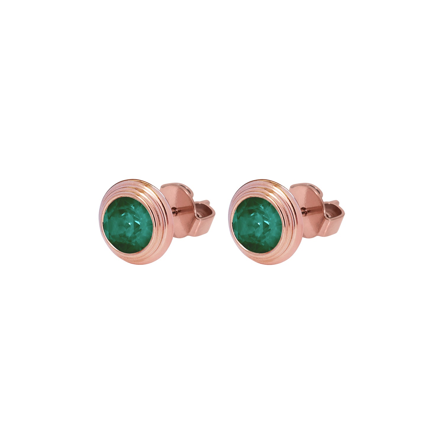 Oroli Ohrstecker 10 mm - Roségold emerald