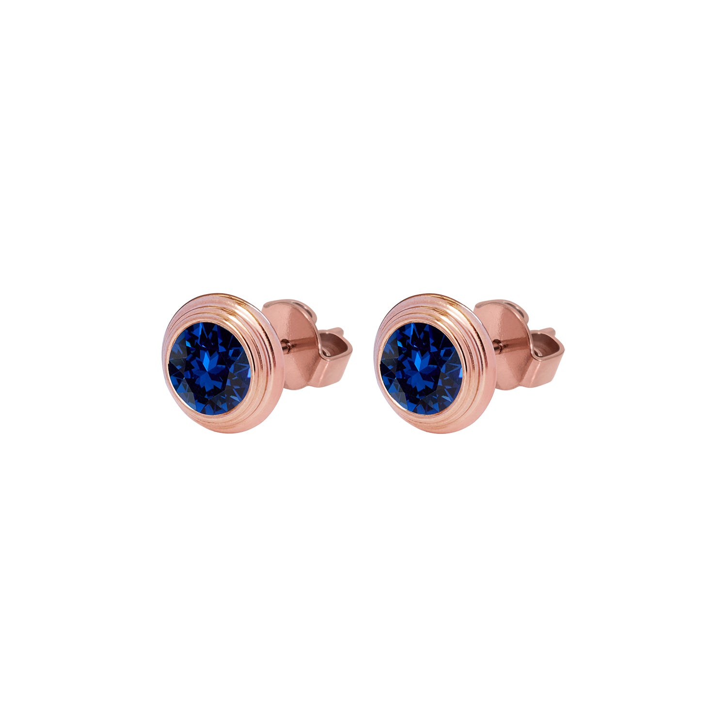 Oroli Ohrstecker 10 mm - Roségold Recreated Dark Spphire