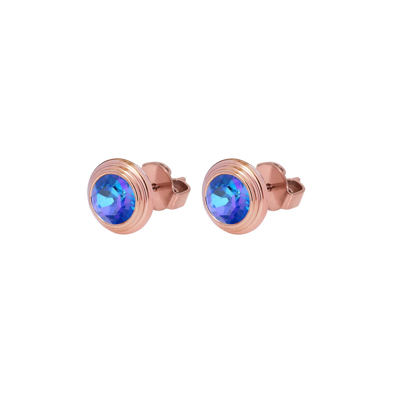 Oroli Ohrstecker 10 mm - Roségold royal blue delite