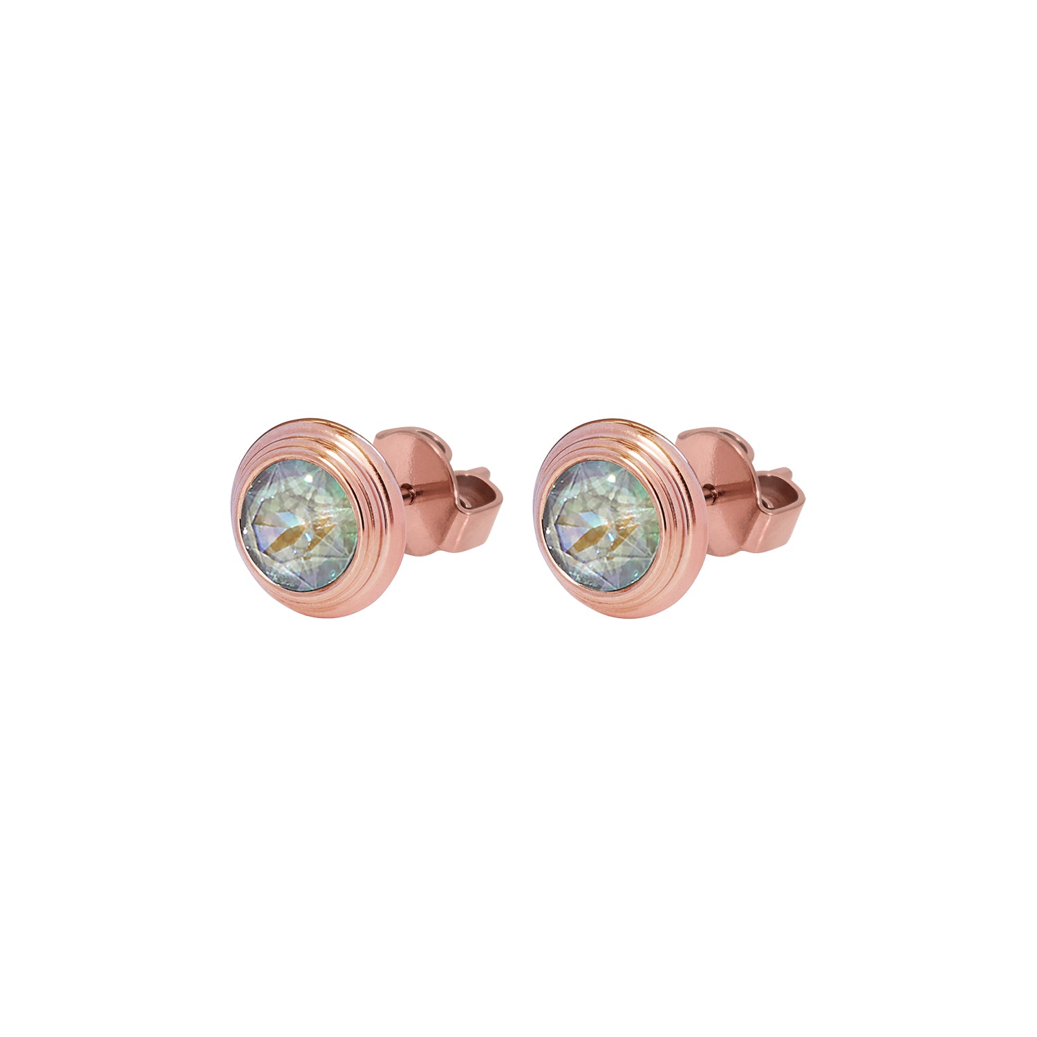 Oroli Ohrstecker 10 mm - Roségold Crystal Serene Gray Delite