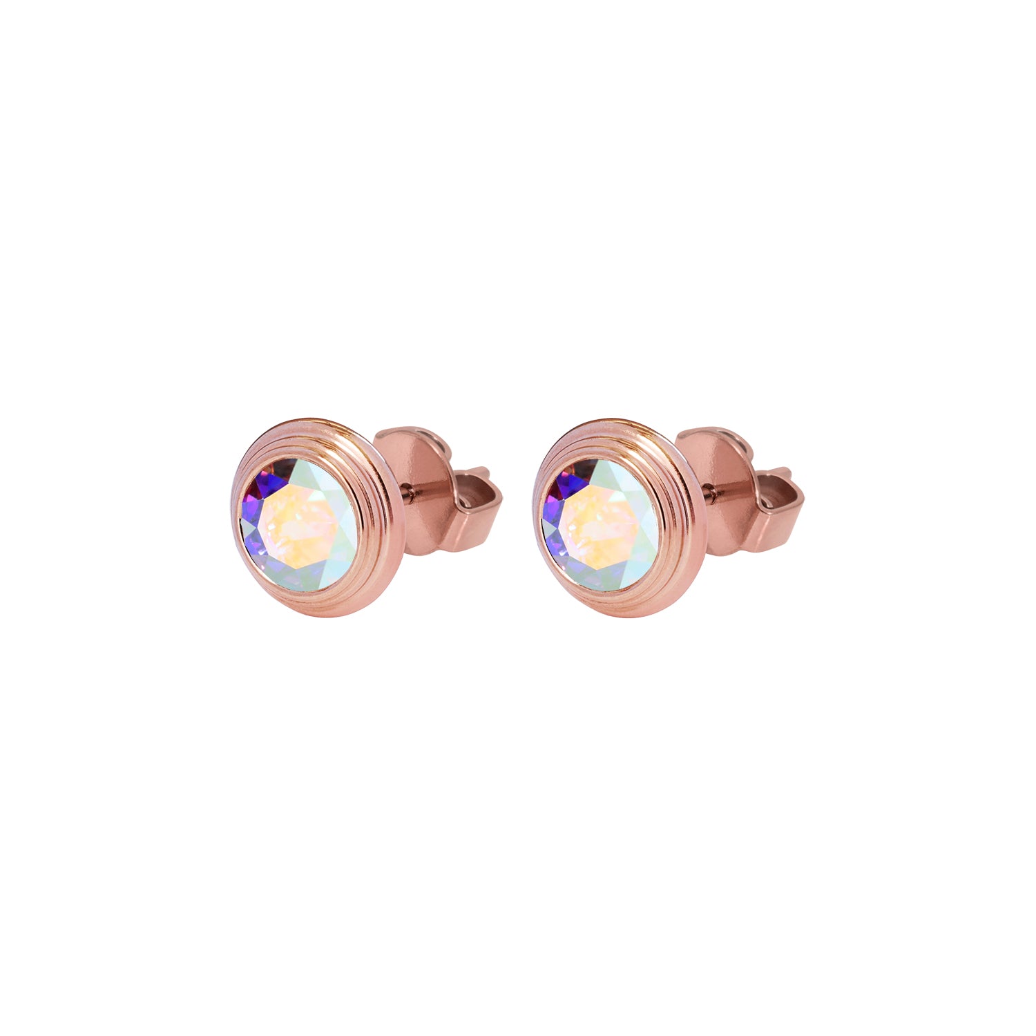 Oroli Ohrstecker 10 mm - Roségold crystal aurora boreale