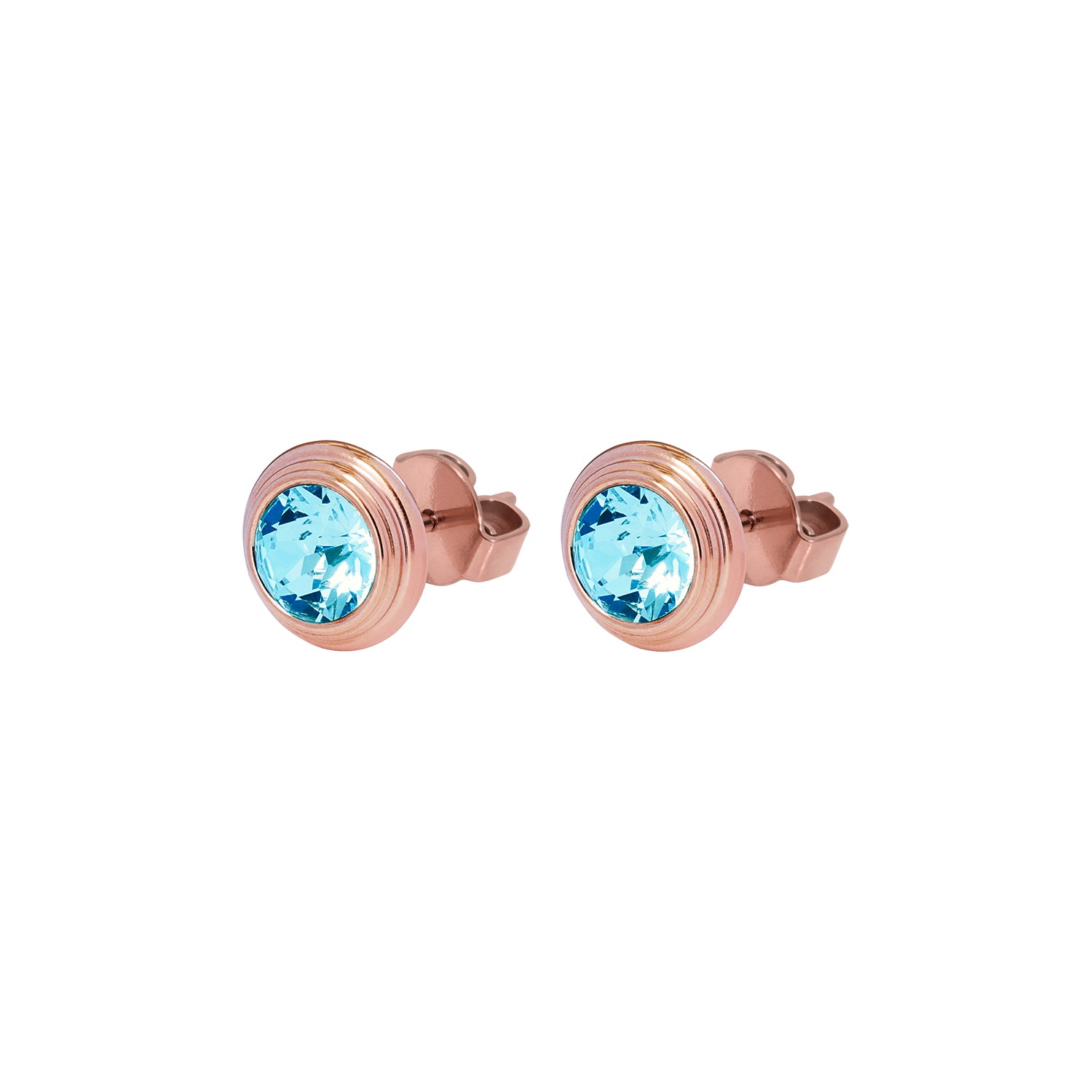 Oroli Ohrstecker 10 mm - Roségold aquamarine