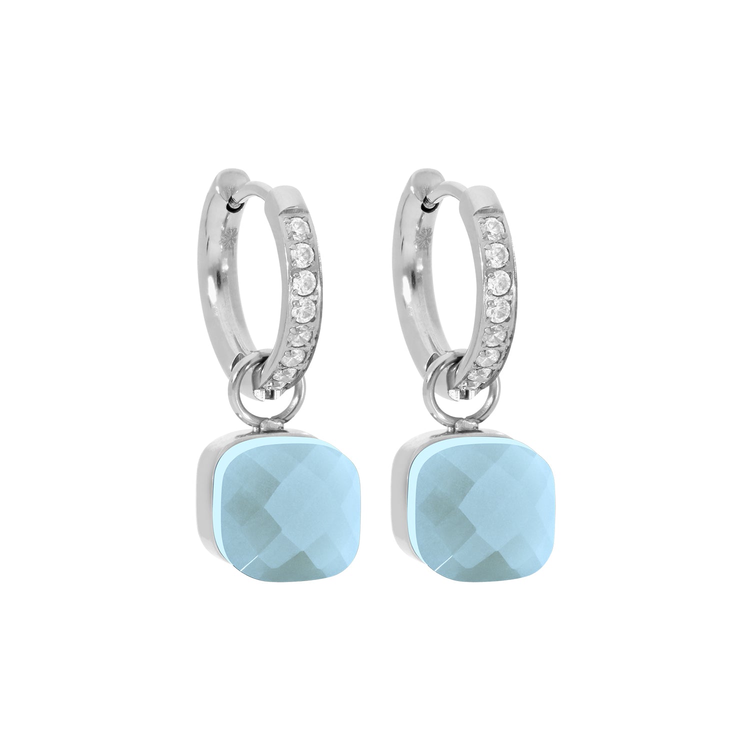 Firenze Deluxe Creolen - Silber Air Blue Opal