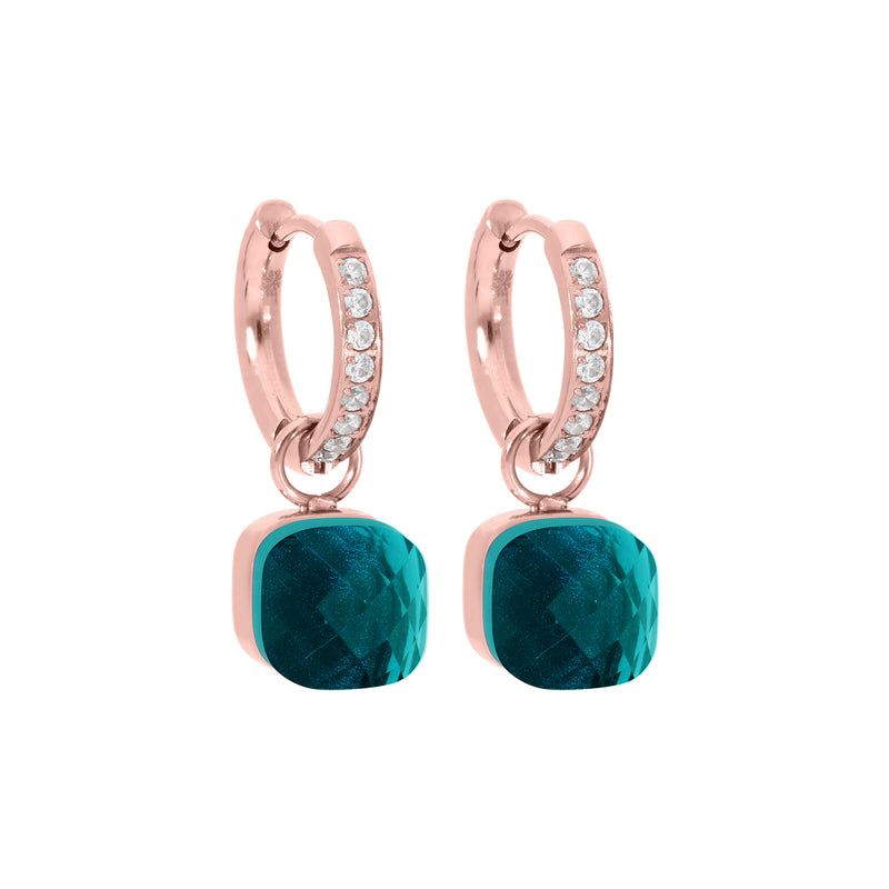 Firenze Deluxe Creolen - Roségold Blue Zircon